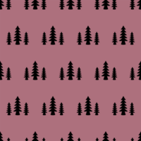 Coniferous trees silhouette seamless pattern. png