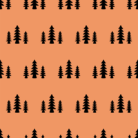 Coniferous trees silhouette seamless pattern. png