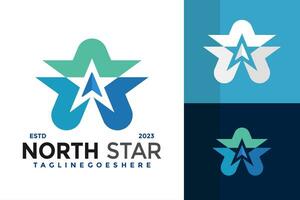 Letter A North Star logo design vector symbol icon illustration