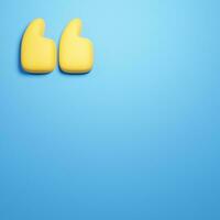 BLUE BACKGROUND FOR PHRASES SOCIAL NETWORKS WITH YELLOW QUOTES 3D RENDER ILLUSTRATION photo