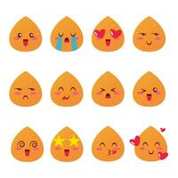 conjunto de divertido y linda emojis de coxinha de pollo brasileño aperitivo vector ilustrador