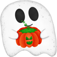 Halloween ghost with pumpkin poison isolated on transparent background png