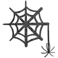 Halloween black spider and spider web isolated on transparent background png