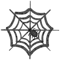 Halloween black spider and spider web isolated on transparent background png