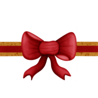 rouge ruban arc avec or rayures isolé sur transparent Contexte png