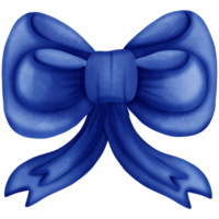 Blue ribbon bow isolated on transparent background png