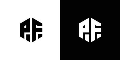 letra pags F polígono, hexagonal mínimo y profesional logo diseño en negro y blanco antecedentes vector