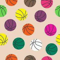 baloncesto sin costura modelo con vistoso pelotas. moderno ilustración para volantes, pancartas, web y impresión. deporte, equipo jugar concepto. vector plano moderno ilustración aislado.