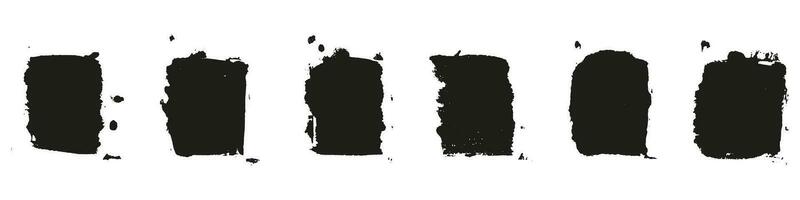 Paint Texture, Brush Grunge in Square Shape Set. Brushstroke Rectangular Collection. Paintbrush Stroke, Decorative Box. Grungy Black Rough Ink. Abstract Graphic Element. Isolated Vector Illustration.