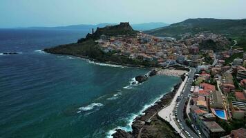 Aerial view of Castelsardo city in Sardinia video