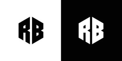 Letter R B polygon, Hexagonal minimal and professional logo design on black and white background vector