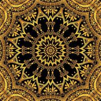 Luxury ornamental mandala design background in gold, Luxury wedding invitation, Ornamental floral corner frame, black background with gold mandala decoration vector