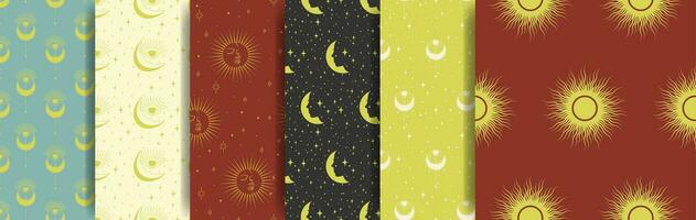 Seamless pattern set with esoteric witchcraft elements vector