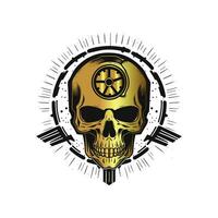 Elegant Gold Human Skull Illustration in Vector