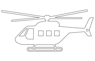 Helicopter Icon Outline Vector illustration, Outline drawing of helicopter, Helicopter icon in thin outline style,