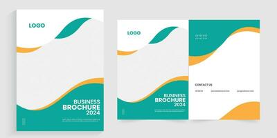 Best corporate marketing annual report bifold template vector