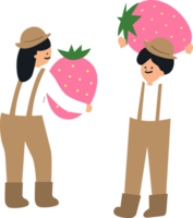 deux agriculteur tenir une fraise png