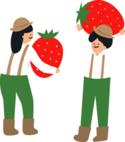 two farmer hold a strawberry png