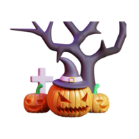 realistic happy halloween decorative element or happy halloween object 3d render png