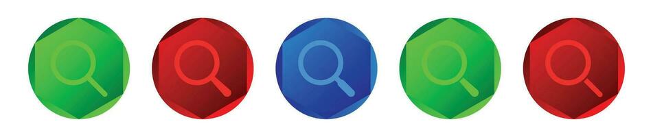 Search icon colorful button set. vector