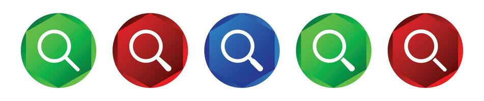 Search tool colorful button set. vector
