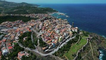 Aerial view of Castelsardo city in Sardinia video