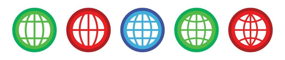 Globe, internet circle design color icon set. vector