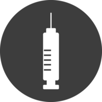 hypodermic syringe icon in black circle. png