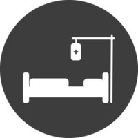 hospital bed icon in black circle. png