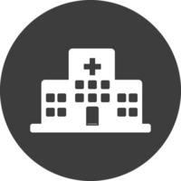 hospital icon in black circle. png