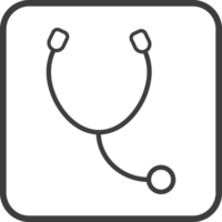 Stethoskop Symbol im dünn Linie schwarz Platz Rahmen. png