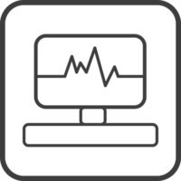 electrocardiogram icon in thin line black square frames. png
