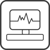 elektrocardiogram icoon in dun lijn zwart plein kozijnen. png