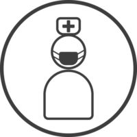 nurse icon in thin line black circle frames. png