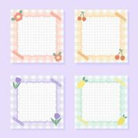 Adorable pastel notepad label, Memo Pad, to do list note pad, notes with sticky tape vector