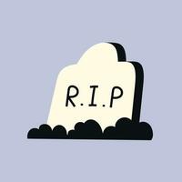 Spooky tombstone vector illustration. RIP gravestone for Halloween, cemetery or tomb, stone crosses on violet background. Halloween, funeral concept