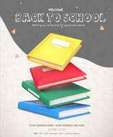 Back To School Poster Template With 3D Rendering Falling Closed Books psd