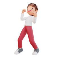 3d rendered cute student enthusiastic concept png