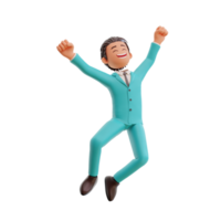 3d rendered businessman happy jump png