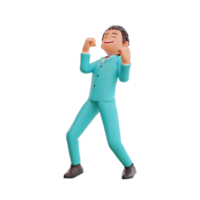 3d rendered businessman happy jump png