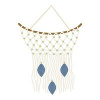 Handmade Macrame Wall Hanging Design Illustration. Macrame Wall Hangings Of Elegant Handmade Home Decoration Made Of Cotton Cord Isolated In White vector