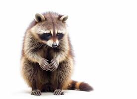 Raccoon isolated on white background. Generative AI photo