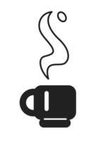 Hot drink in cup monochrome flat vector object. Fragrant drink. Steaming tea. Editable black and white thin line icon. Simple cartoon clip art spot illustration for web graphic design