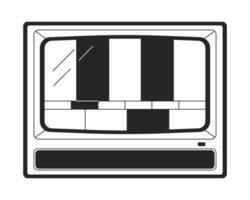 Broken old tv flat monochrome isolated vector object. No signal. Editable black and white line art drawing. Simple outline spot illustration for web graphic design