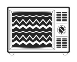 No signal on old tv flat monochrome isolated vector object. Noise. Editable black and white line art drawing. Simple outline spot illustration for web graphic design