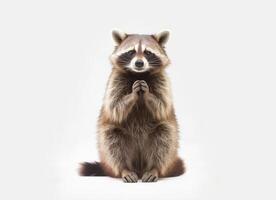 Raccoon isolated on white background. photo