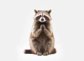 Raccoon isolated on white background. Generative AI photo