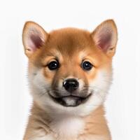 Akita puppy isolated on white background. photo