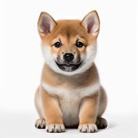 Akita puppy isolated on white background. photo
