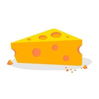 slice of Swiss cheese or Emmental wedge. vector